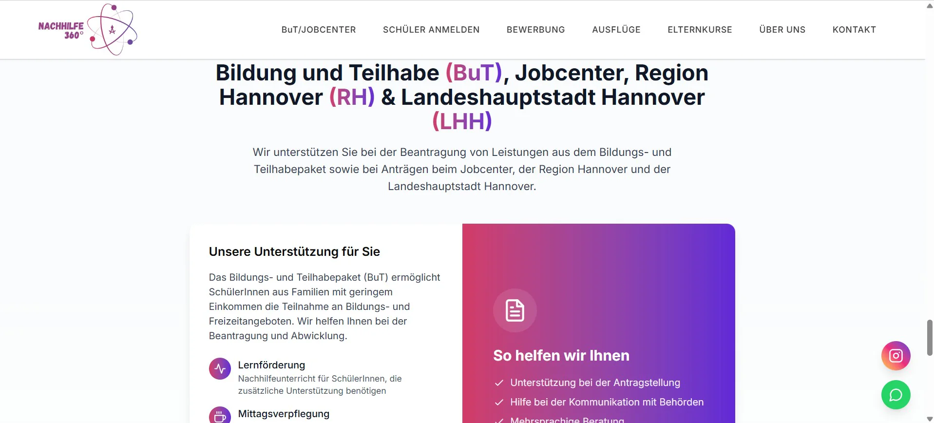 Nachhilfe 360° Webseite – Projektansicht 5
